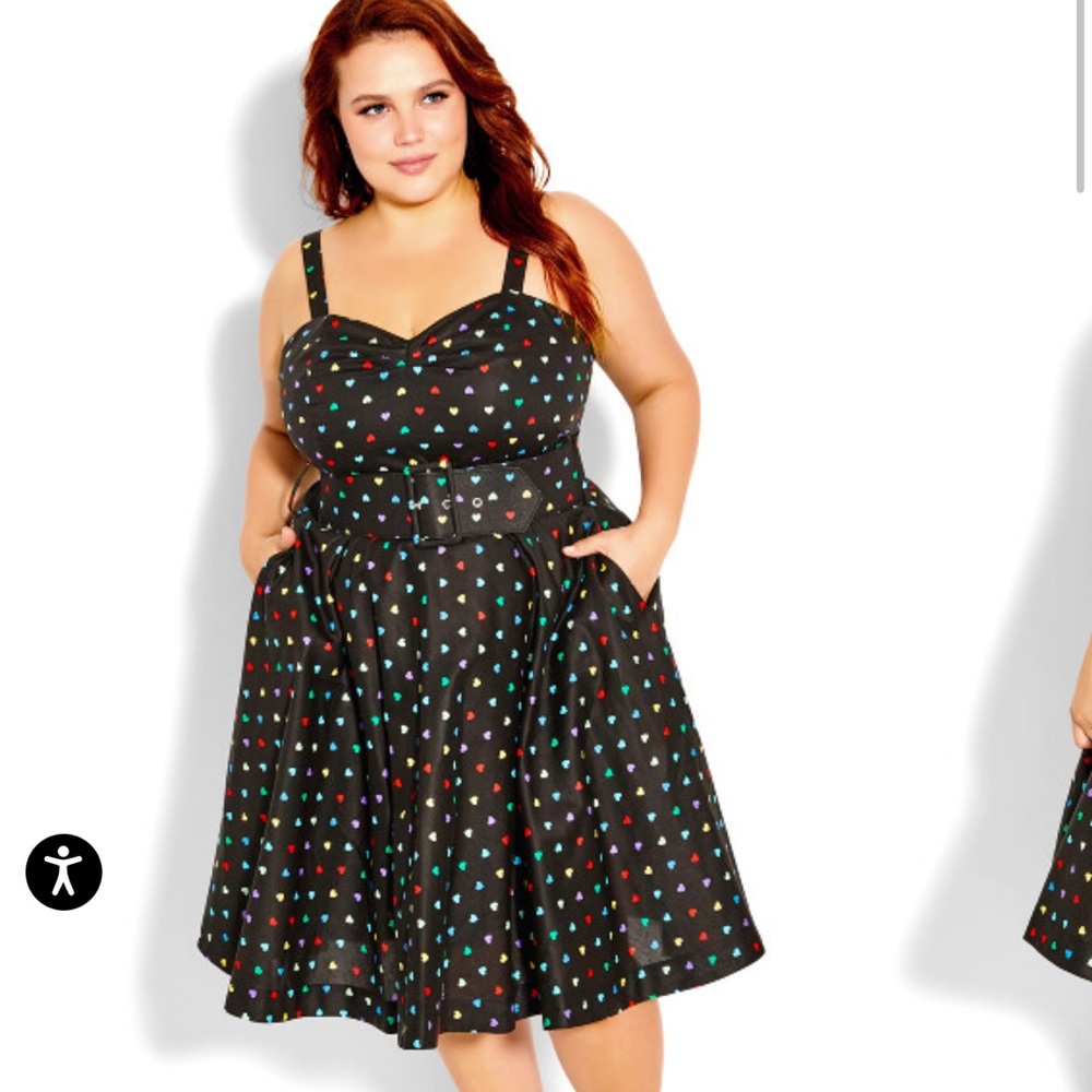 NWT City Chic Desire Dress Rainbow Hearts Size 16